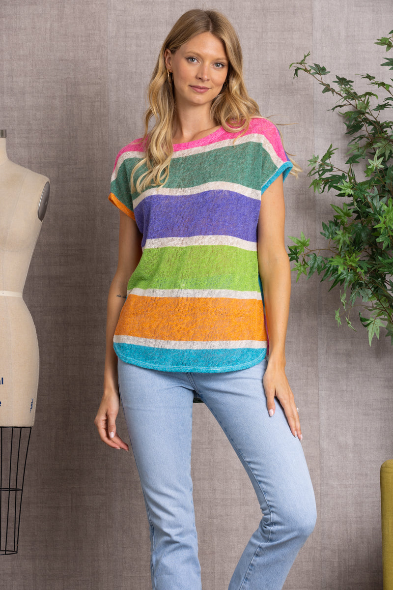 MUTLICOLOR STRIPES KNIT TUNIC TOP