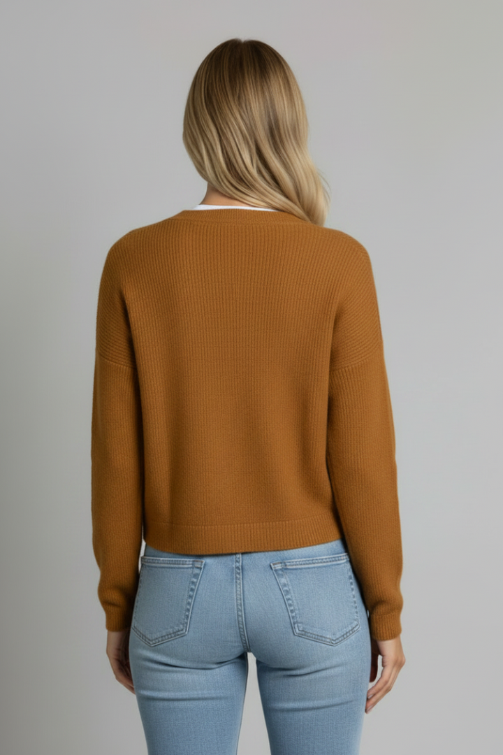 MUSTARD KNITTED LONG SLEEVES W/ BUTTONS TOP S1154