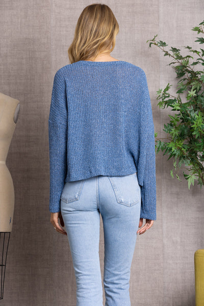 CABLE KNIT LONG SLEEVES TOP