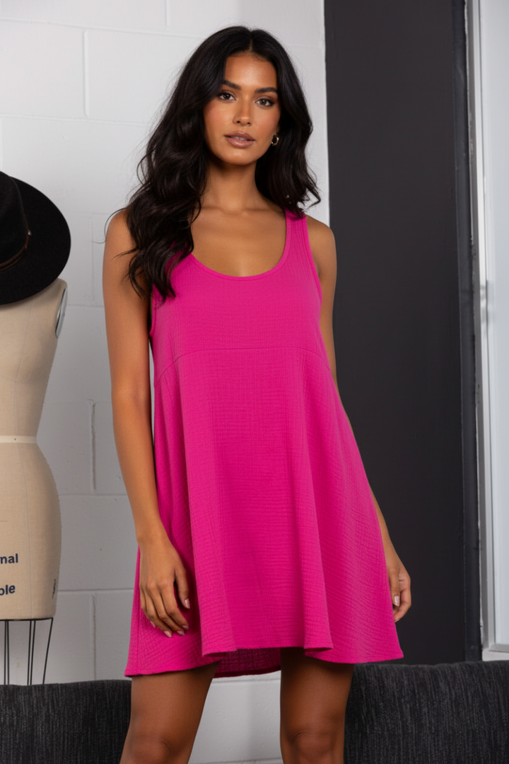 SLEEVELESS SIDE POCKET CAMI MINI DRESS-DC50732SA *