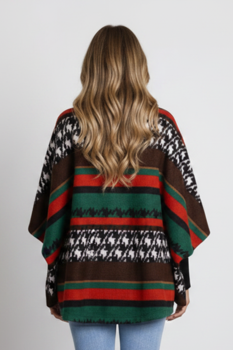 AZTEC PRINT OPEN FRONT CARDIGAN-JT8240PB