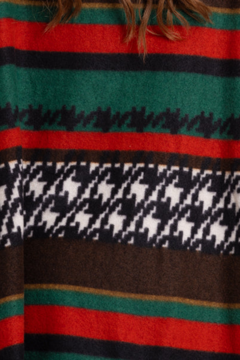 AZTEC PRINT OPEN FRONT CARDIGAN-JT8240PB