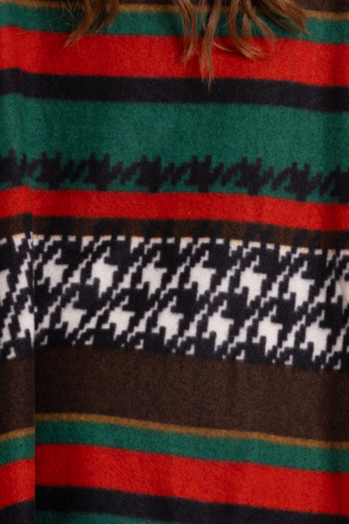 AZTEC PRINT OPEN FRONT CARDIGAN-JT8240PB
