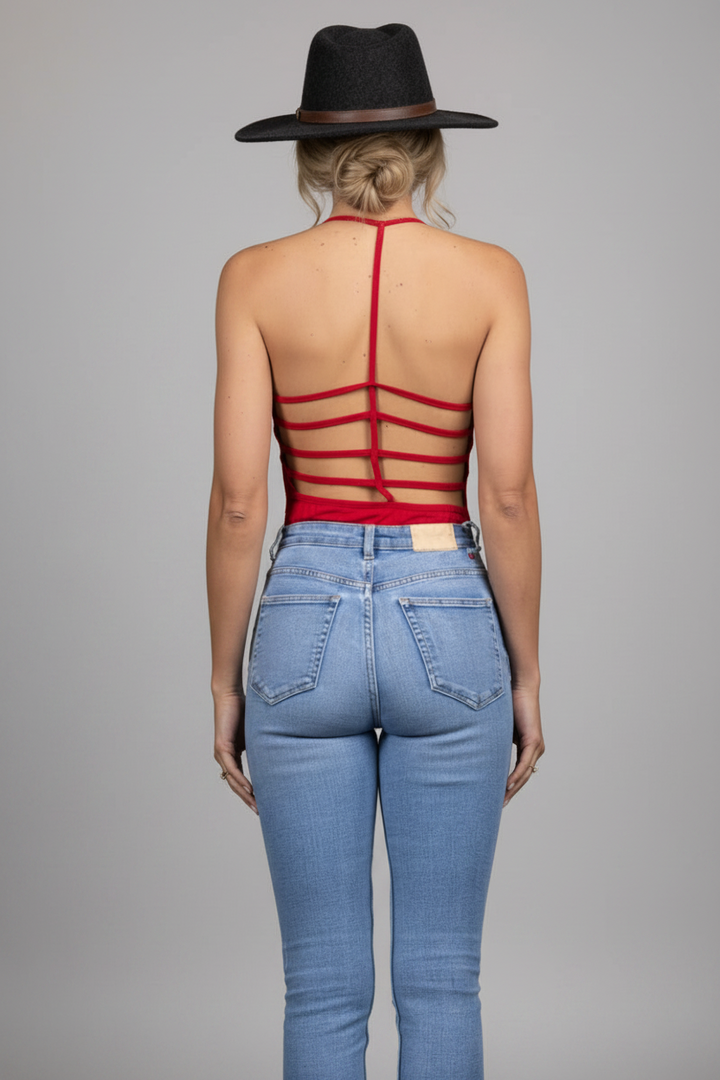 RIBBED SPAGHETTI CUT-OUT BACK BODYSUIT HQ6519