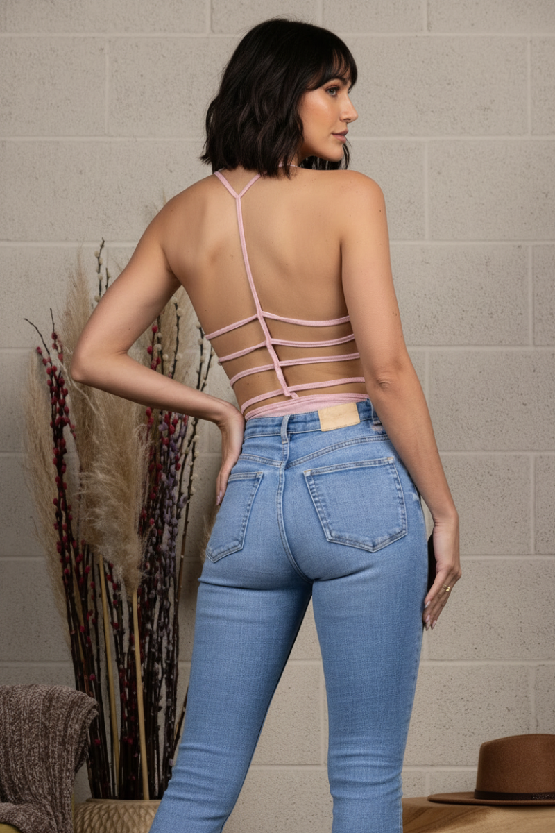 RIBBED SPAGHETTI CUT-OUT BACK BODYSUIT HQ6519