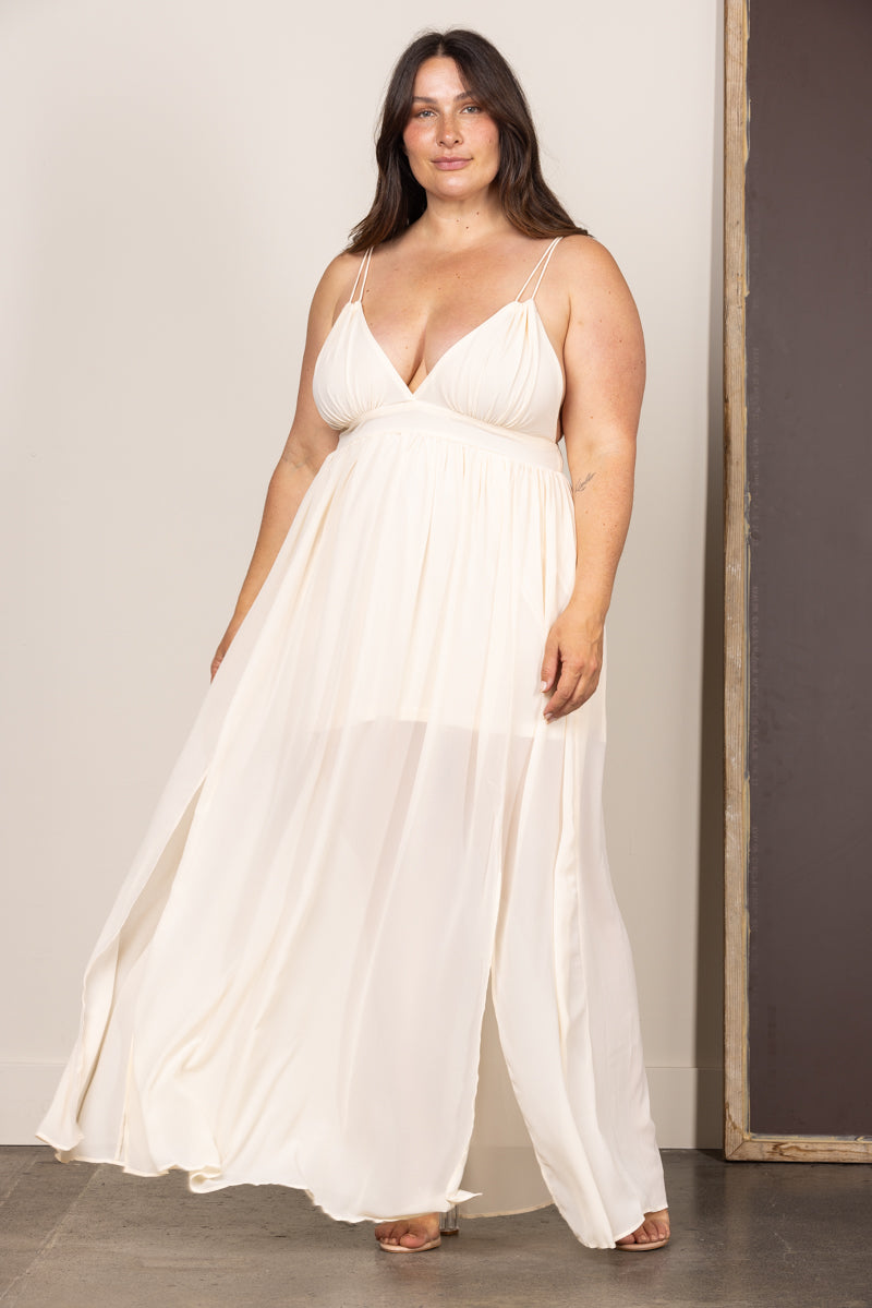 plus size ivory dresses Kristin Maternity Wedding Gown Long White Style it with delicate jewellery and sleek heels for a truly unforgettable bridal ensemble. Wholesale Ivory Chiffon Open Back