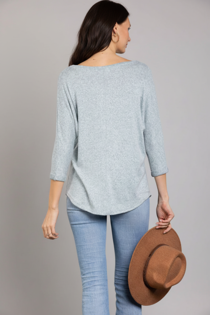 MINT V-NECK 3/4 SLEEVES KNIT TOP RWYAU3453