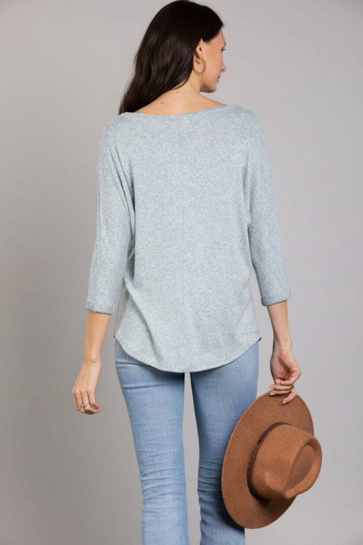 MINT V-NECK 3/4 SLEEVES KNIT TOP RWYAU3453
