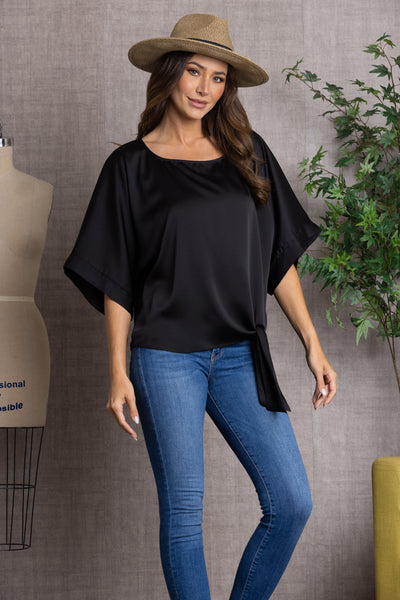 FRONT SIDE KNOT BELL SLEEVES TOP