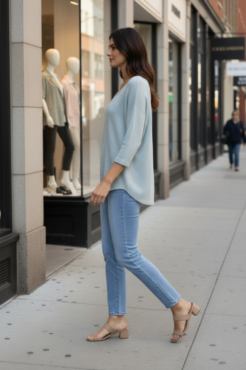 MINT V-NECK 3/4 SLEEVES KNIT TOP RWYAU3453