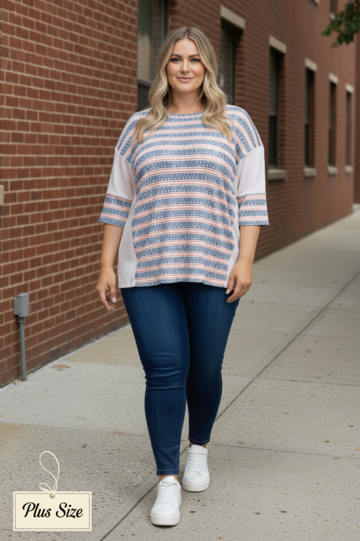 AMERICAN STARS PRINT CONTRAST PLUS SIZE TOP