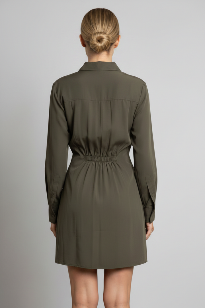 V-NECK LONG SLEEVES MINI DRESS-ID5540-