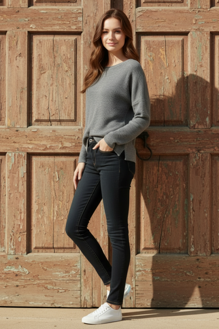 WAFFLE KNIT DOLMAN LONG SLEEVE TOP SKSY2586A-