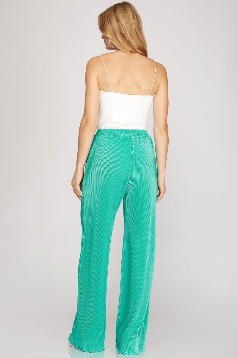 JADE ELASTIC WAIST W/ SIDE POCKET PLISSE PANTS