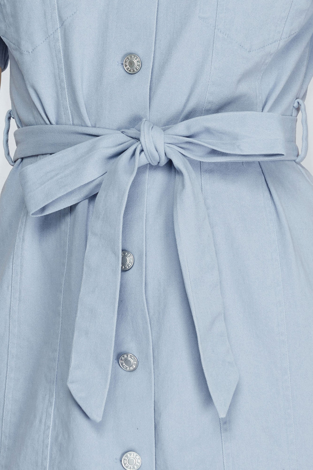 BLUE STRETCHED TWILL BUTTON DOWN DRESS-SKSY3407