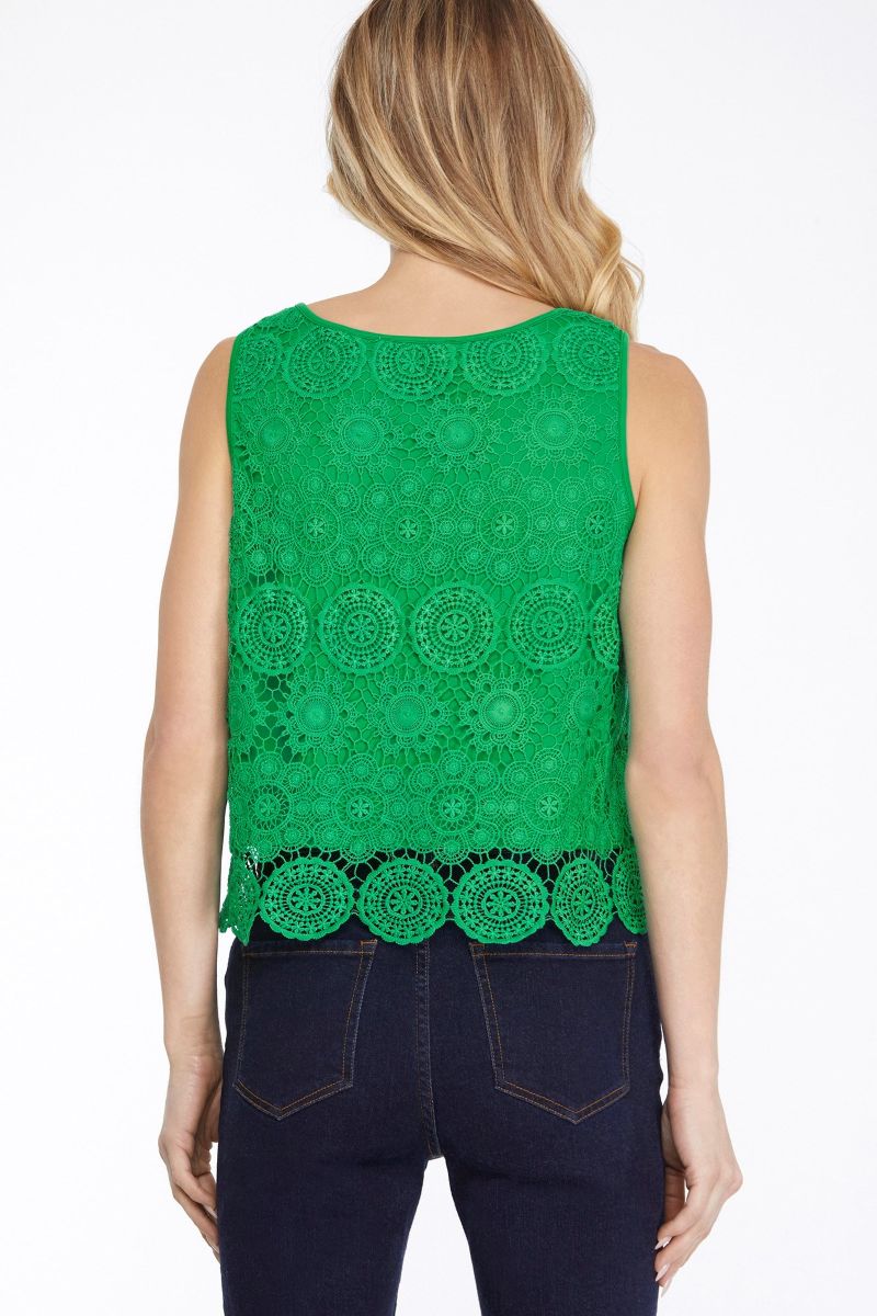 GREEN SLEEVELESS LACE W/ UNDER SHIRT TOP SKSY6165
