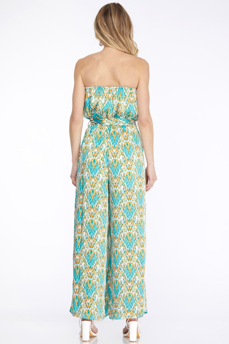STRAPLESS TUBE W/WAIST TIE & POCKETS WOVEN JUMPSUIT