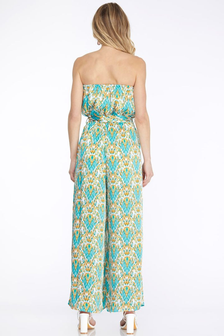 STRAPLESS TUBE W/WAIST TIE & POCKETS WOVEN JUMPSUIT