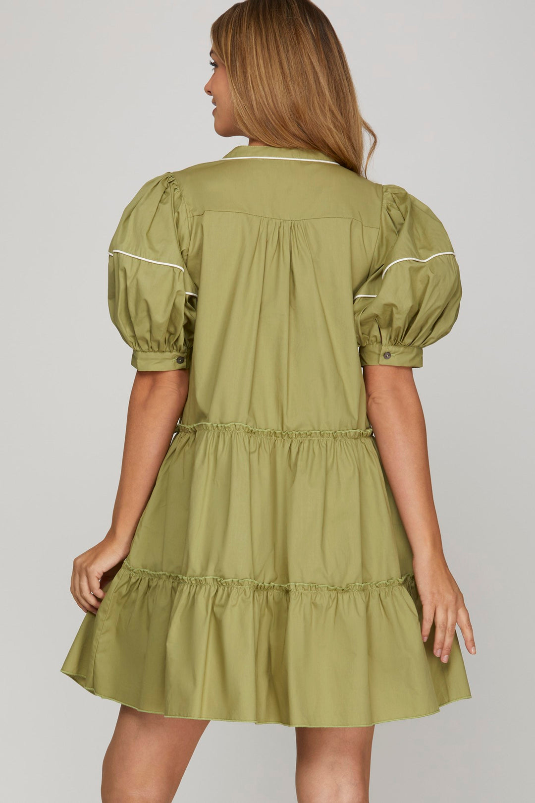 SAGE 1/2 SLEEVE EMBROIDERED TIERED WOVEN MINI DRESS-SKSY8419
