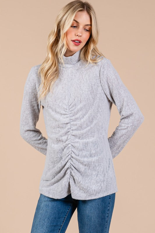 RUCHED MOCK NECK TOP TS13659SA.