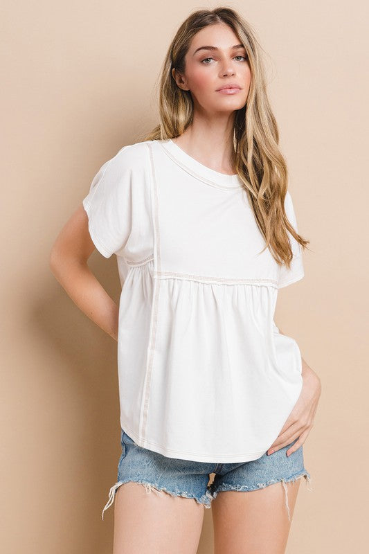 BABY DOLL SHORT SLEEVE TOP TU13642SA
