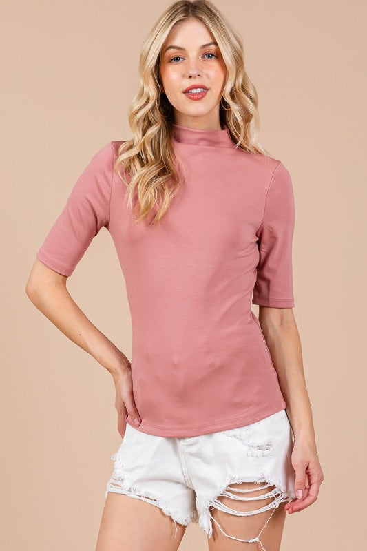 MOCK NECK HALF-SLEEVE TOP TY12858SA.