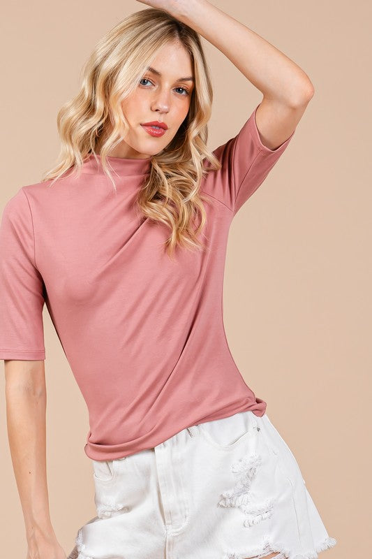 MOCK NECK HALF-SLEEVE TOP TY12858SA.