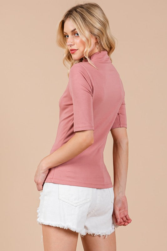 MOCK NECK HALF-SLEEVE TOP TY12858SA.