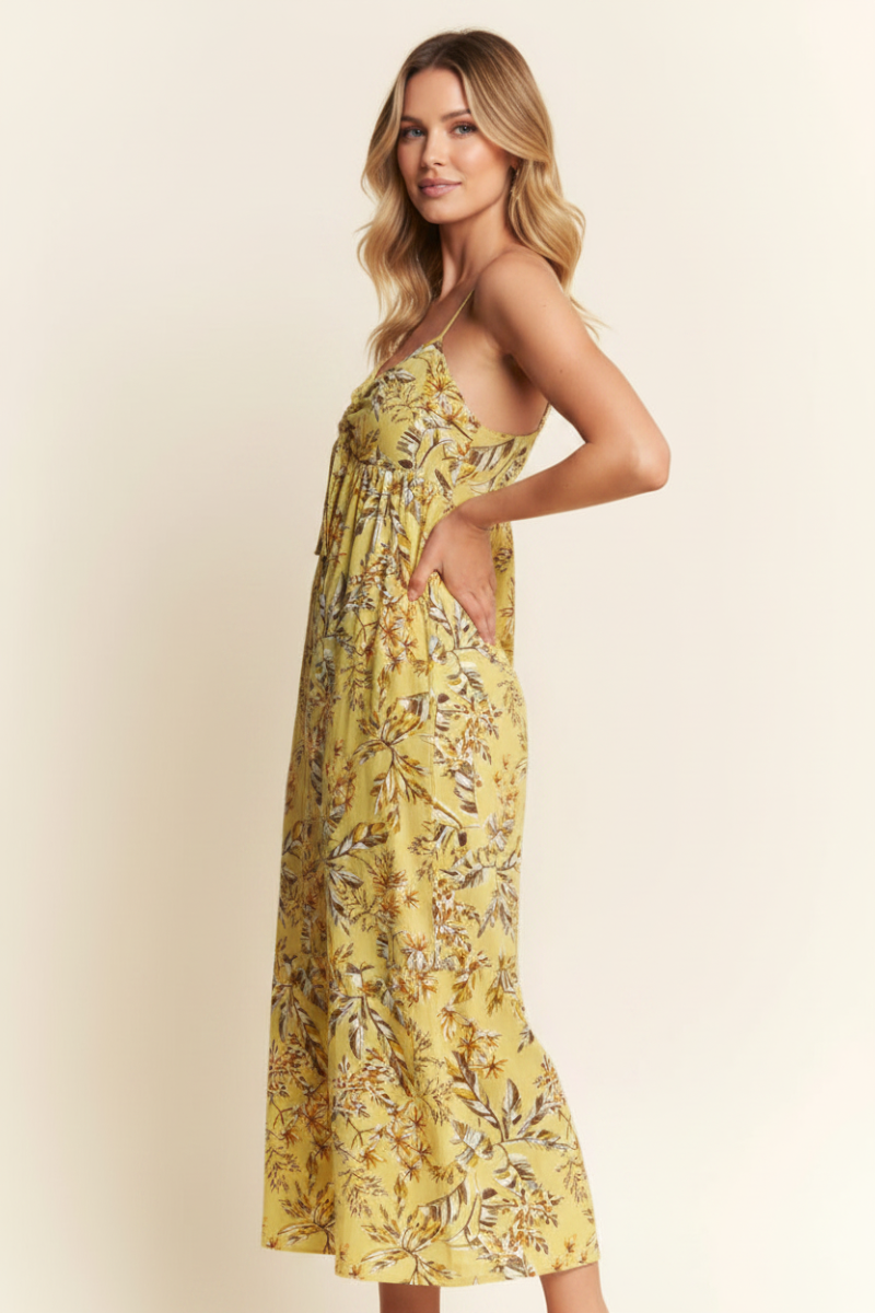 LIME ADJUSTABLE SPAGHETTI STRAP TIERED MIDI DRESS D10200 *