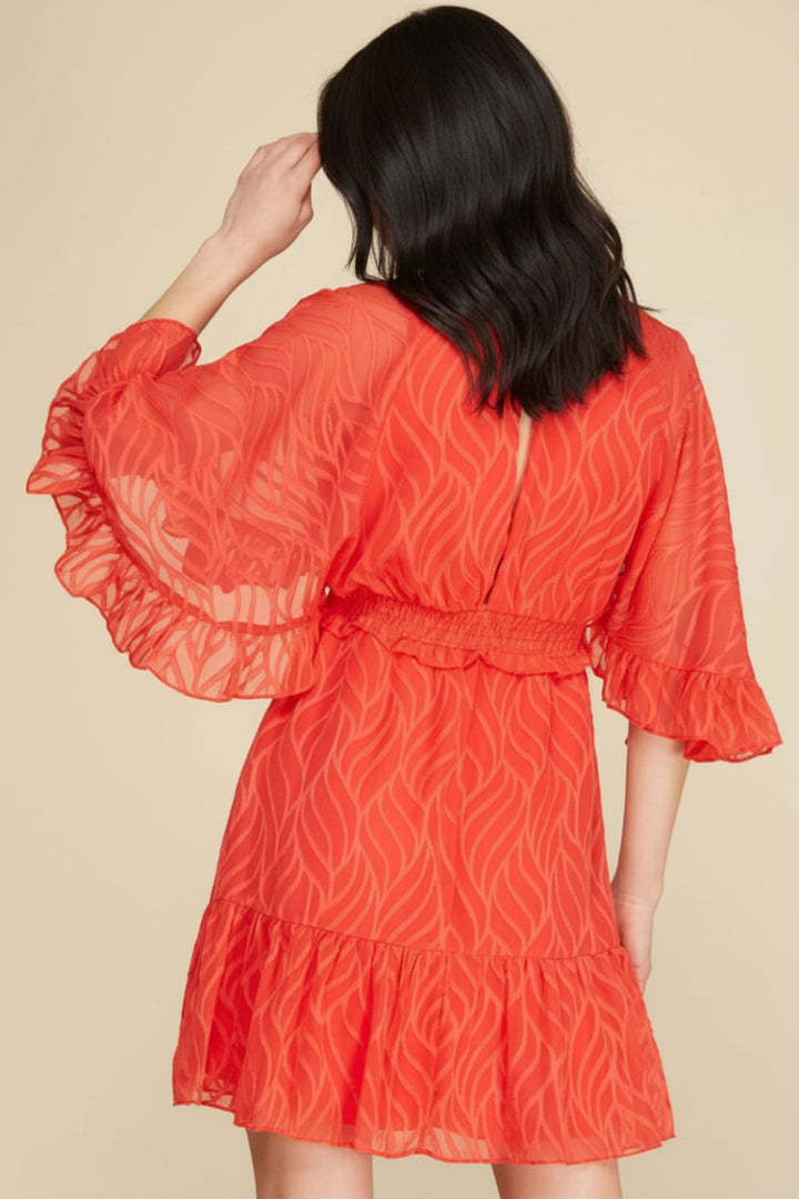 DOLMAN SLEEVE SURPLIC SMOCK WAIST MINI DRESS SKSY4816