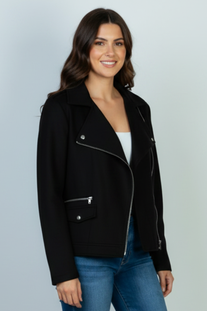 PLUS SIZE ZIPPER FRONT SUEDE JACKET WBT22965P