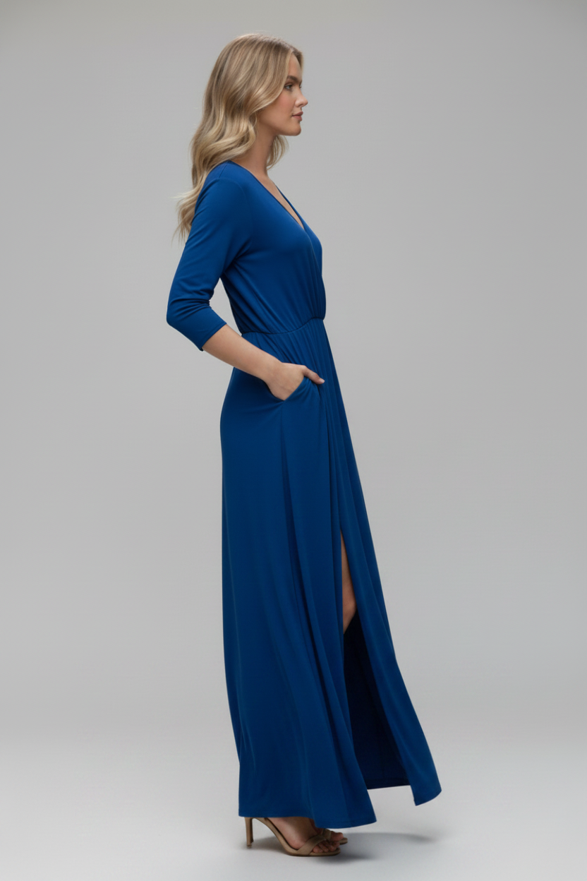 SURPLICE V-NECK WITH POCKET MAXI DRESS HMSD11645