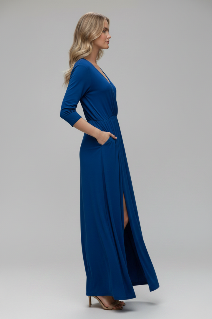 SURPLICE V-NECK WITH POCKET MAXI DRESS HMSD11645