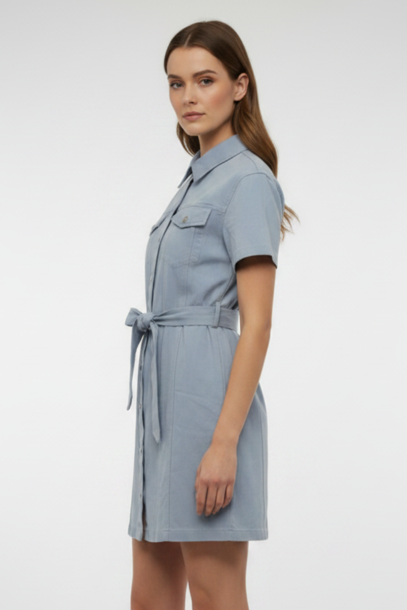 COLLARED BUTTON DOWN MINI DRESS SKSY3407-