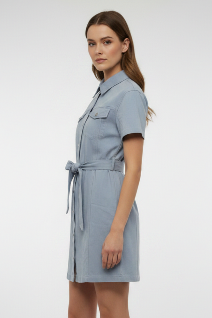 COLLARED BUTTON DOWN MINI DRESS SKSY3407-