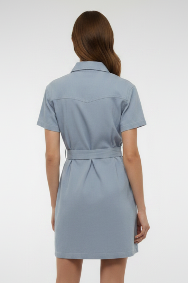 COLLARED BUTTON DOWN MINI DRESS SKSY3407-