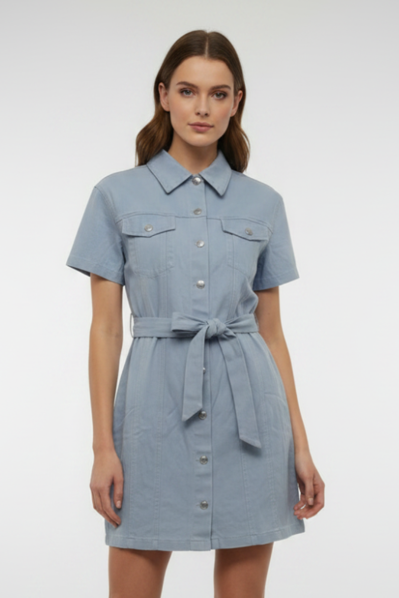 COLLARED BUTTON DOWN MINI DRESS SKSY3407-