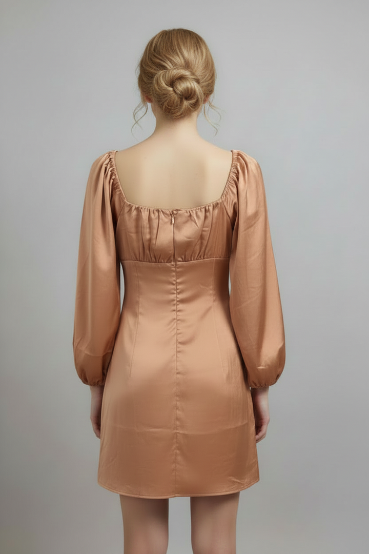 SQUARE NECK BALLON SLEEVE MINI DRESS SD3316