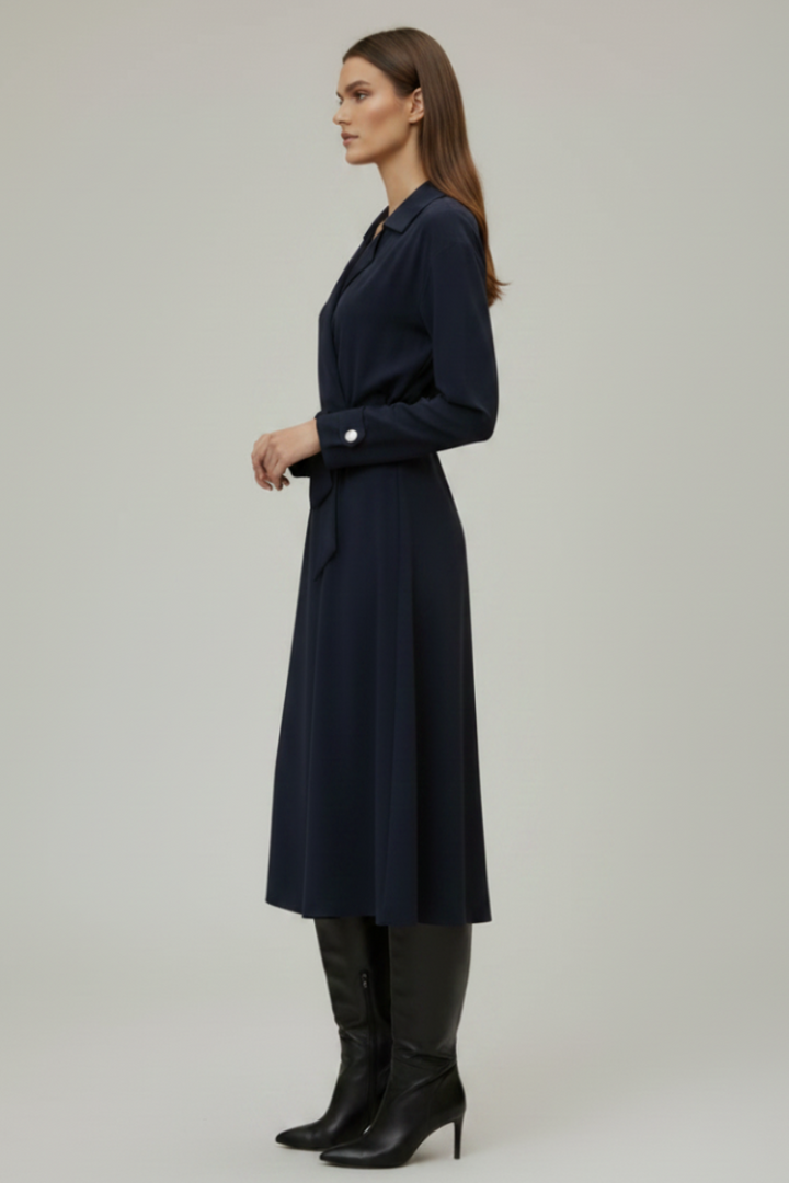 COLLARED TIE WAIST WRAP LONG CARDIGAN LJ00532-