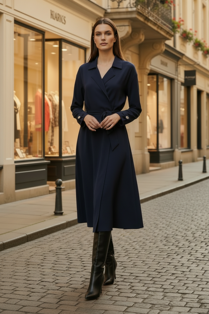COLLARED TIE WAIST WRAP LONG CARDIGAN LJ00532-