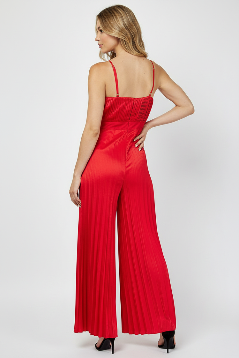 RED PLEATED SLEEVELESS JUMPSUIT AVJ51891W-