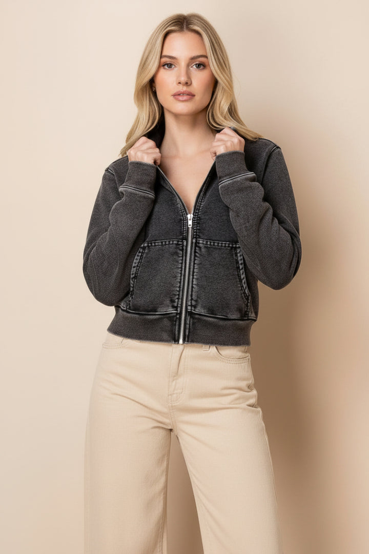 PLUS SIZE LONG SLEEVE DENIM JACKT-WBT10829-