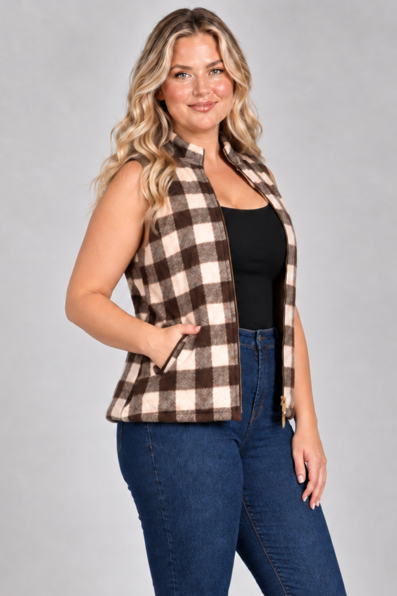 Blonde model in a three-quarter side studio pose