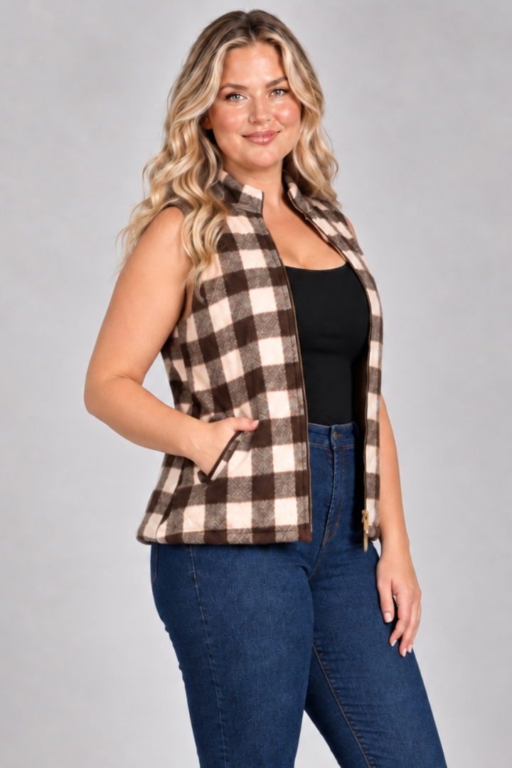 Blonde model in a three-quarter side studio pose