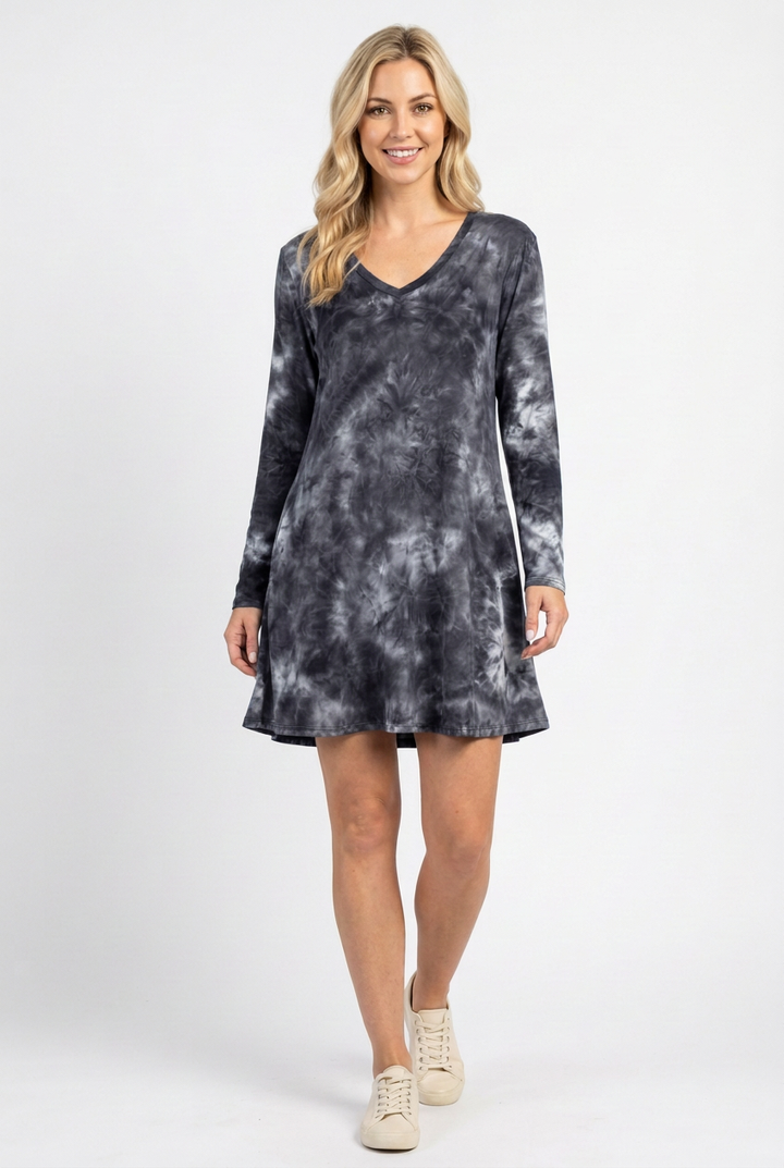 Charcoal tie-dye dress