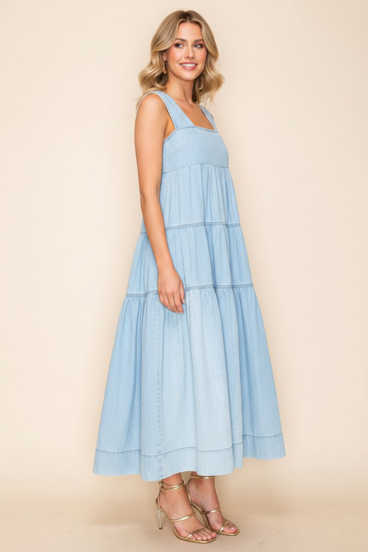 SQUARE NECK SLEEVELESS SOLID MAXI DRESS WBD90695XL