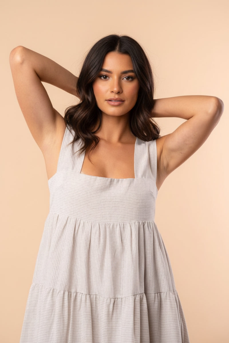 SQUARE NECK SLEEVELESS SOLID MAXI DRESS