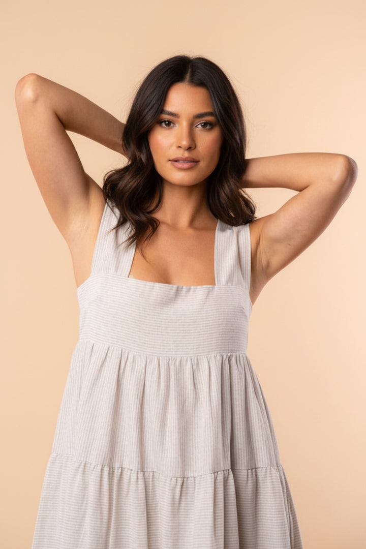 SQUARE NECK SLEEVELESS SOLID MAXI DRESS