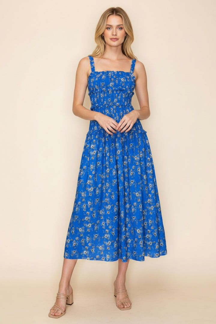 PLUS SIZE SLEEVELESS SMOCKED MIDI DRESS WBD90761P