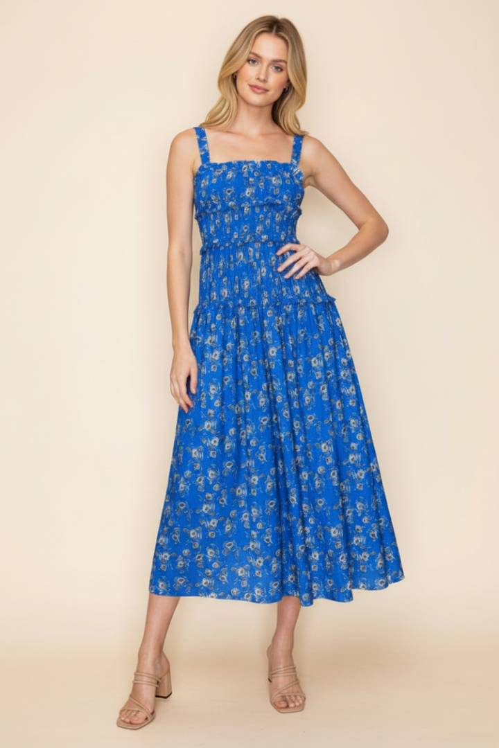 PLUS SIZE SLEEVELESS SMOCKED MIDI DRESS WBD90761P